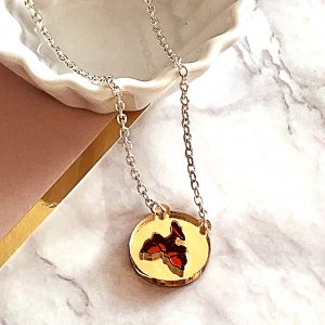 Inlaid Acorn Necklace -Gold & Orange by Moji Salehi