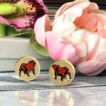 Inlaid British Bulldog Cufflinks – Gold & Orange by Mojiana