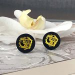 Inlaid English Rose Cufflinks–Black & Yellow by Mojiana