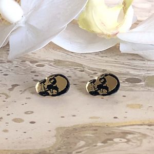 Skull Earrings– Gold & Black by Mojiana