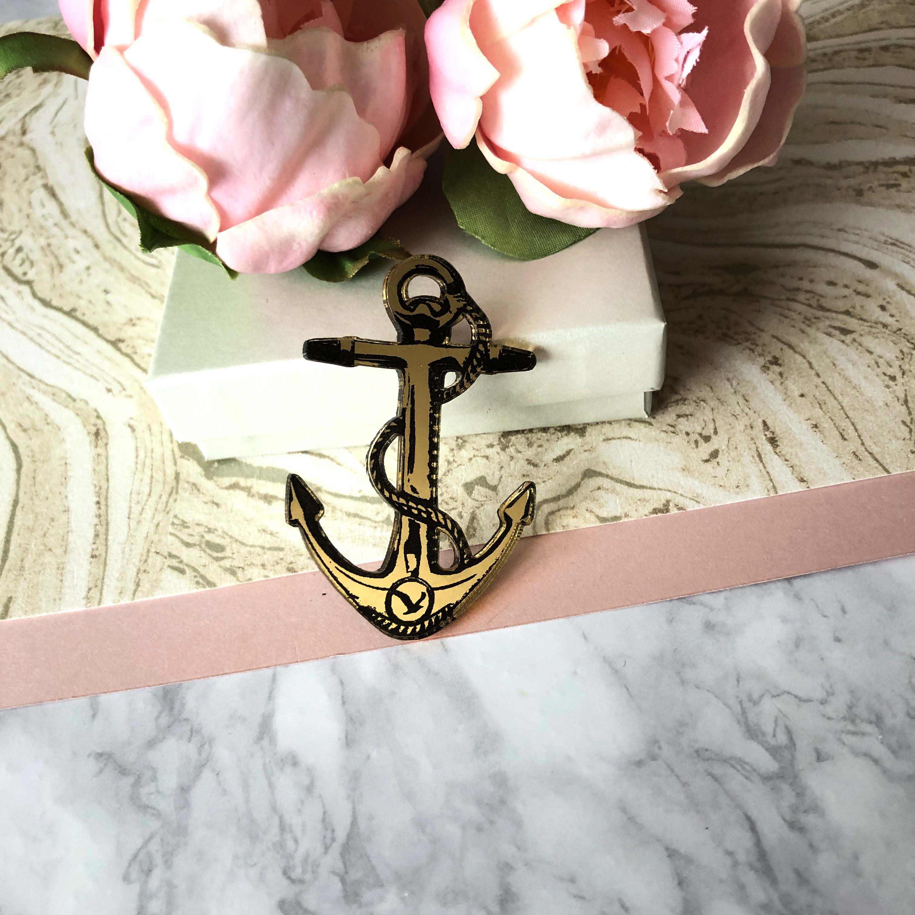 Large Anchor Brooch– Gold & Black by Moji Salehi