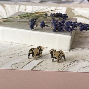 British Bulldog Earrings– Gold & Black by Moji Salehi