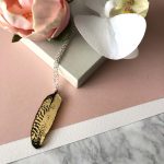 Feather Necklace -Gold & Black by Mojiana