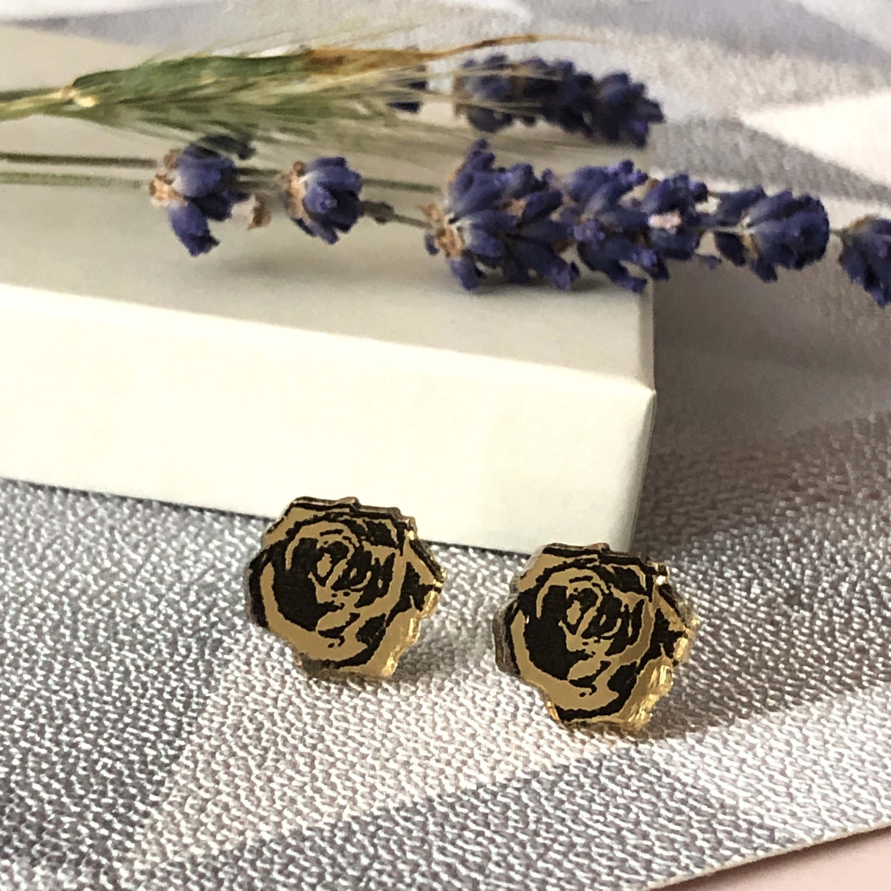 British Rose Earrings– Gold & Black by Moji Salehi