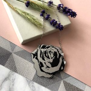 English Rose Necklace –Silver & Black by Moji Salehi