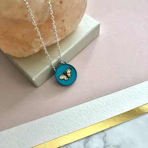 Inlaid Butterfly Necklace -Turquoise & Gold by Mojiana