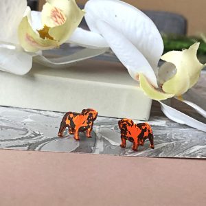 British Bulldog Earrings– Orange & Black by Mojiana