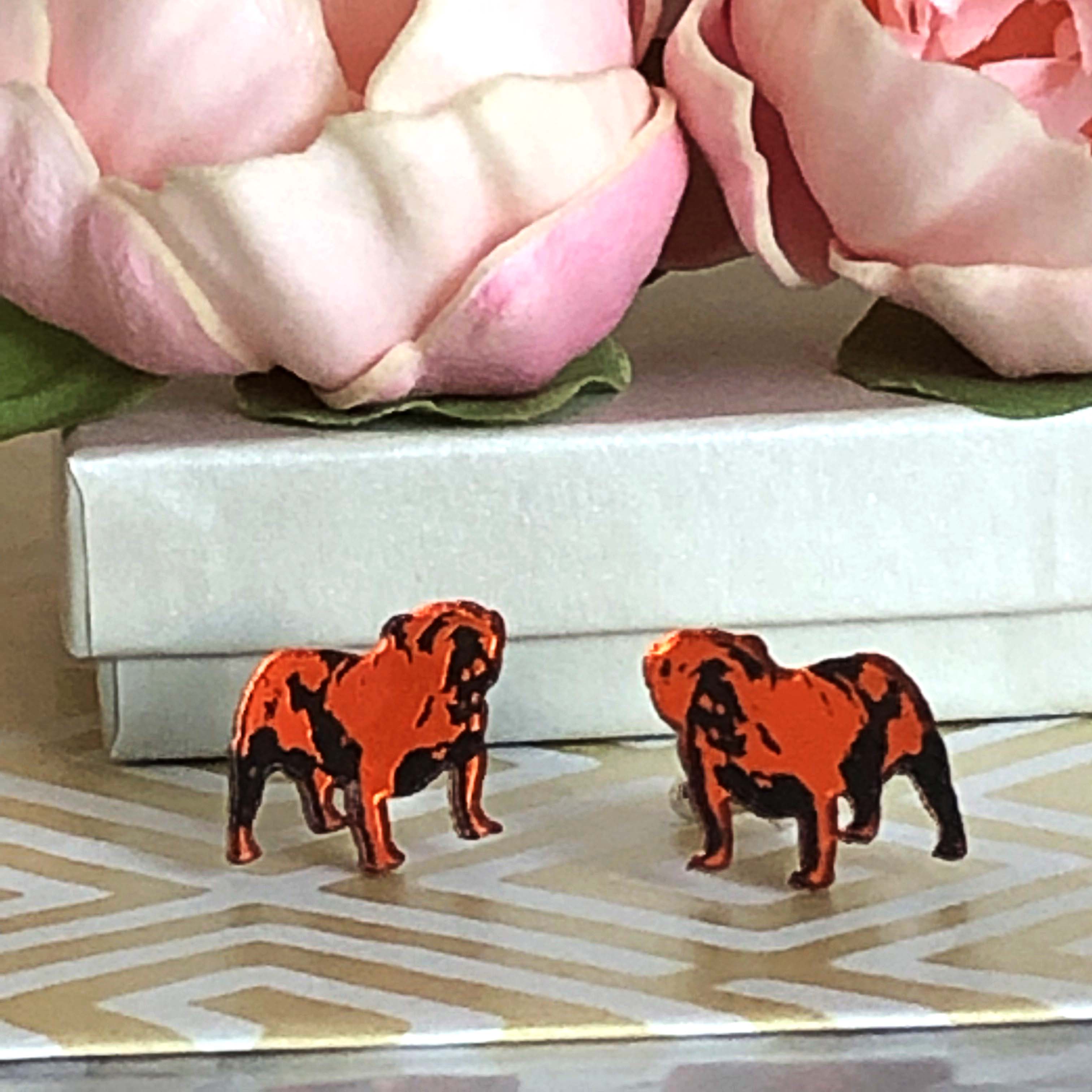 British Bulldog Cufflinks– Orange & Black by Moji Salehi