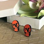 Skull Cufflinks– Orange & Black by Mojiana