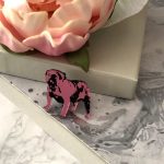 Small British Bulldog Brooch– Pink & Black by Mojiana