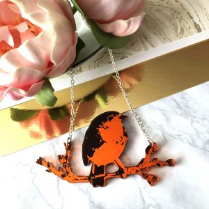 Robin Necklace -Orange & Black by Moji Salehi