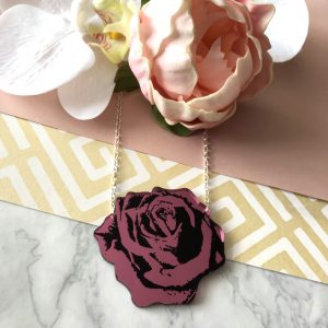 English Rose Necklace -Pink & Black by Mojiana