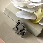 Small British Bulldog Brooch– Silver & Black by Mojiana