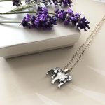 British Bulldog Charm Necklace with engraved union Jack -Silver & Black by Mojiana