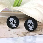 Inlaid Skull Cufflinks–Black & Silver by Mojiana