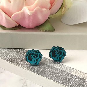 British Rose Earrings– Turquoise & Black by Mojiana