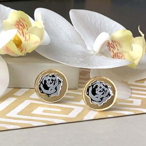 Inlaid English Rose Cufflinks–Gold & Silver by Moji Salehi